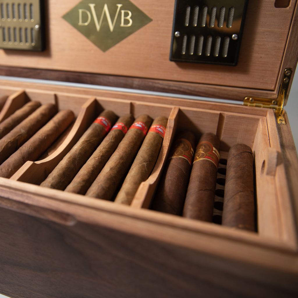 Cigar Humidor - Black Walnut with Spanish Cedar Lining - 80 Capacity