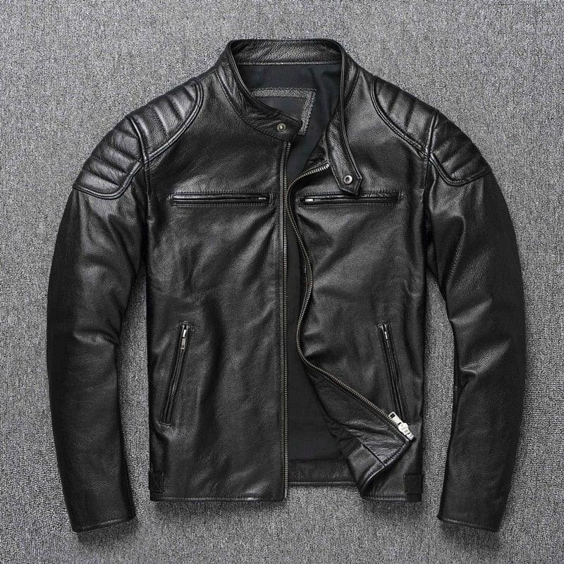 Vintage Brown Genuine Leather Jacket Men Motorcycle Coat Brown Motorcycle Leather Jacket For Men's Luxury Jackets For Bikers Men's Biker Clothes Spring Autumn